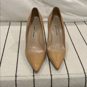 Tan Manolo Blahnik BB pump 90mm size 39